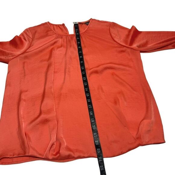 Vince Long Sleeve Blouse Coral Draped Front Size 10 Medium - Picture 8 of 14